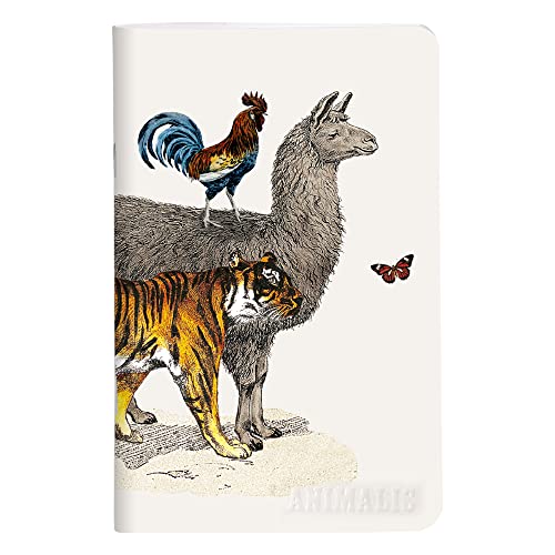 Clairefontaine 115741C - Un Petit Carnet Piqué motifs Animal/Lama/Girafe/Eléphant/Cerf - 7,5x12 cm 48 Pages Unies papier blanc 90g - Collection Animalis – 4 visuels, livraison aléatoire
