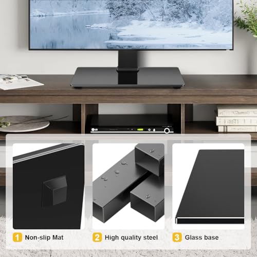 Image of WKWKER Universal TV Stand for 13-32inch LED LCD Table Top Television Stand with 45 Degree Height Adjustable Swivel TV Stand Mount with Tempered Glass Base Max VESA 100x100mm