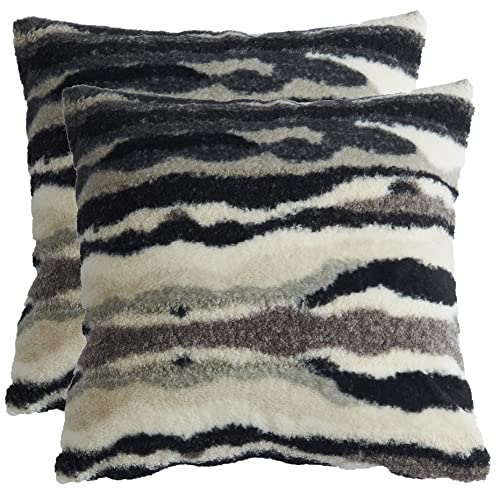 WOMHOPE �ӂ�ӂ� �X���[���J�o�[ ���O�W���A���[�\�t�g�t�F�C�N�t�@�[ �N�b�V�����J�o�[ ���� �\�t�@ �J�E�` �x�b�h �O���f�[�V���� �X�g���C�v 2���Z�b�g 18 x 18�C���` (�u���b�N)