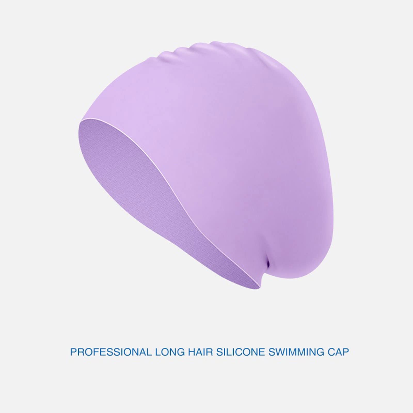Bonnet de bain élastique en silicone imperméable pour protéger les oreilles et les cheveux longs - Bonnet de piscine pur - Pour homme et femme - Violet