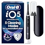 Oral-B iO5 Electric Toothbrush for Adults, Black, 5 Cleaning Modes with Teeth Whitening, Includes Travel Case, Long-Lasting Battery for Home and Travel, 2 Pin Plug