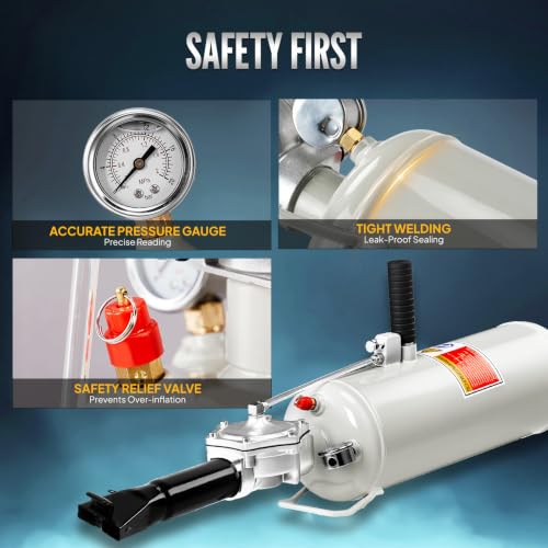 Image of Bonnlo 2.1 Gal /8L Air Tire Bead Blaster, 120PSI Tire Bead Seater w /Pressure Gauge & Handle, Iron and Steel Trigger Seating Tool Inflator Tank for Cars ATV, 87-116PSI Operating Pressure, Gray