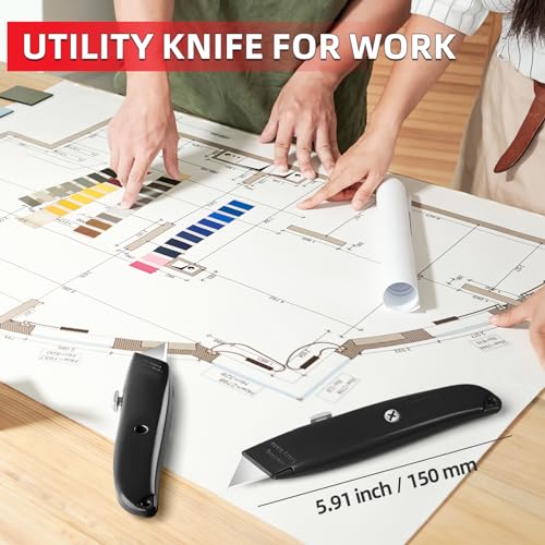 Image of DIYSELF 30 Pack Box Cutter Knives, Comfortable Grip Utility Knives | Durable Utility Knives for Cartons, Paper, Leather and Vinyl; Box Opener for Warehouse, Shop and Home, PVC Pipe Cutter