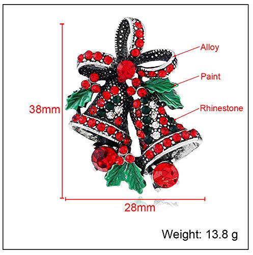 Image of Christmas Brooch Pins Crystal Christmas Tree Snowflake Jingle Bell Reindeer Enamel Brooches Holiday Party Gift for Women