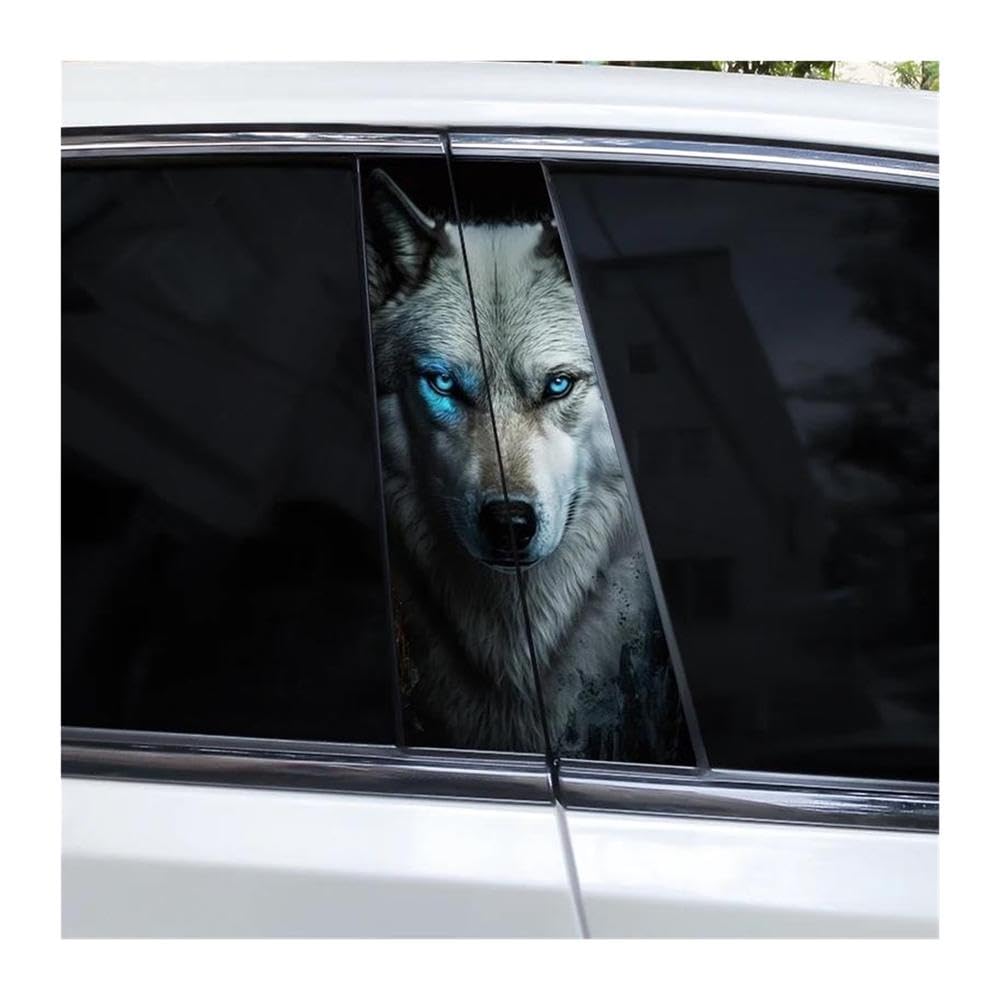 Body Parts 2pcs Car Center B-Pillar Waterproof Sticker DIY Vinyl Decals Burning Wolf Car Sticker(C)