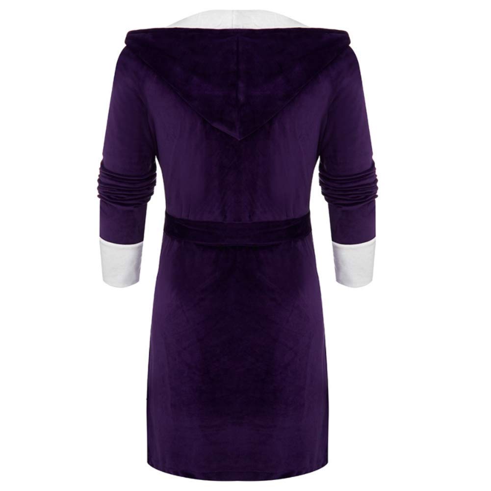 CFWSHJ Albornoz Largo con Capucha y Cremallera para Mujer, Batas de Lana de Franela, camisón cálido de Invierno, Pijamas, Ropa de Dormir cálida, Bolsillo Largo
