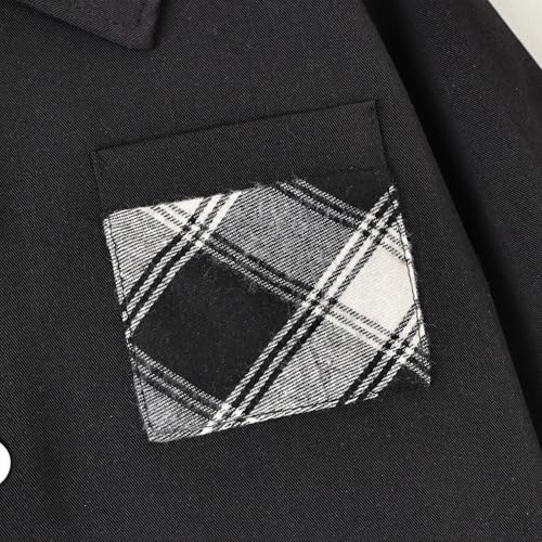 Image of Boy Clothes Fall Winter Outfits Long Sleeve Plaid Patchwork Button Down Shirt + Casual Pocket Sweatpants 5-14 Years
