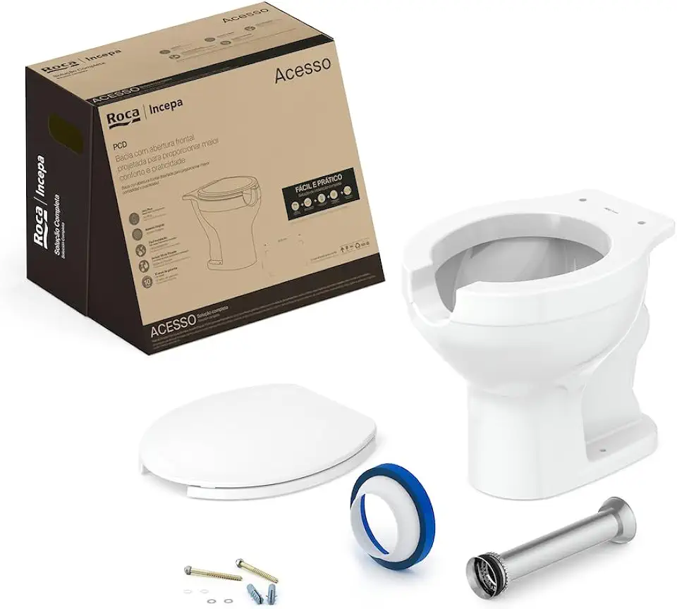 Kit de Bacia Convencional Assento PP com Abertura Frontal e Complementos de Instalação Acesso