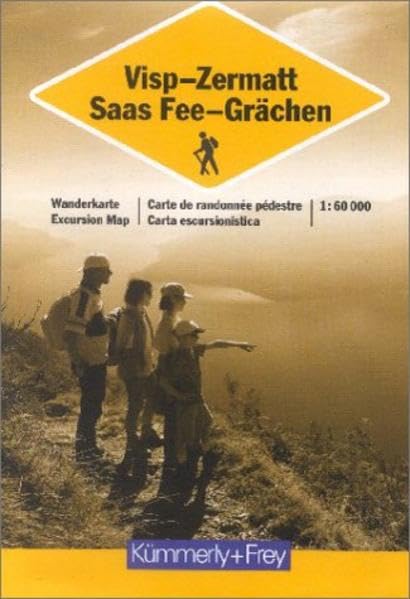 Visp - Zermatt - Saas Fee - Grächen: Wanderkarte 1:60000. Turtmanntal - Simplon (Kümmerly+Frey Wanderkarte 1:60.000)