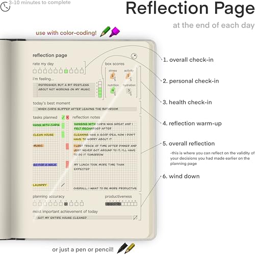 Advanced Self-Improvement System for Productivity, Habits & Goals — Undated Daily & Hourly 3-Month Planner & Reflection Journal | Premium Lay-Flat Minimalist Design | Made by a Firefighter - Image 5