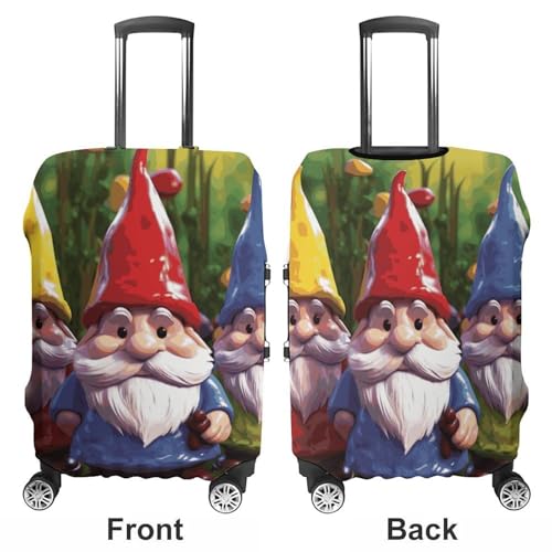 Colorful Gnomes Luggage Cover, Washable Elastic Suitcase Cover Protector Fit 18-32 Inch Luggage3