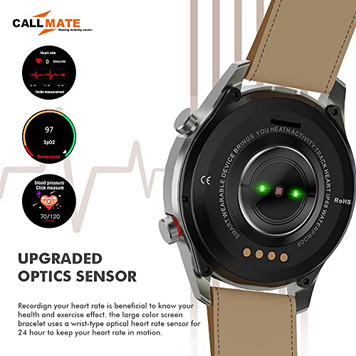 Image of CALL MATE Orbit Full Touch Smartwatch with 1.3 inch Display & 60+ Sports Modes, Bluetooth Calling, Ai Voice Assistant, 7 Days Battery, Sleep Monitoring Smart Watches for Men and Women (Brown)
