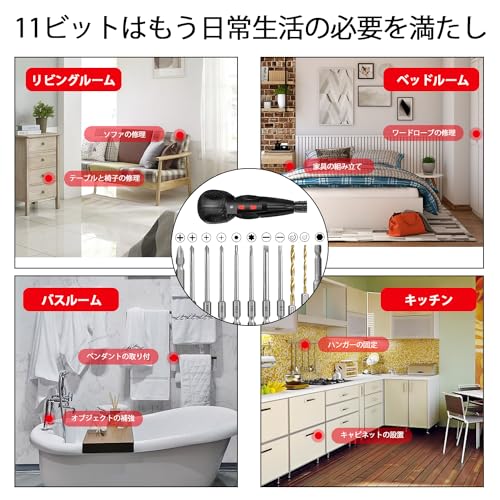 Smraza 電動ドライバー 【電動/手動 ボールグリップ 大容量バッテリー 3.6V 】 正逆転切り替え USB充電式 高輝度LEDライト 初心者対応 家庭用 小型 日本語説明書付き 7枚目