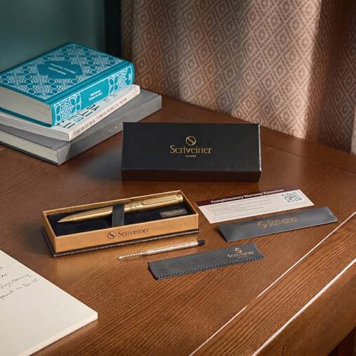 Image of Scriveiner Bronze Ballpoint Pen - Stunning Luxury Pen, Schmidt Black Refill, Best Ball Pen Gift Set for Men & Women, Professional Executive Office, Nice Fancy Designer Pens