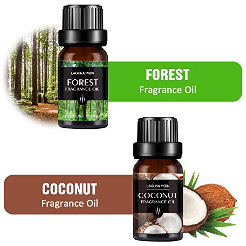 Lagunamoon Fragrance Oils Gift Set, Sea Breeze, Pineapple, Forest, Grapefruit, Summer Rose Fragrance Oil, Coconut Fragrance Oil for Candle Making, Soap, Bath Bombs DIY, Diffuser, 10ML/Bottle - Thumbnail 2