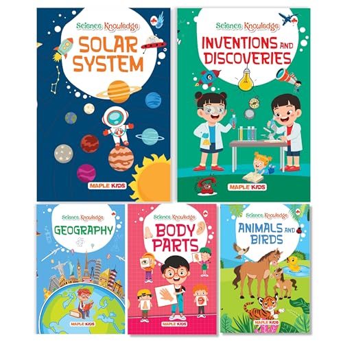 Image of Science Books for Kids - Knowledge Books (Set of 5 Books) (Illustrated) - Geography - Solar System - Animals and Birds - Body Parts - Inventions and Discoveries - Nature - Planets - Age 7+