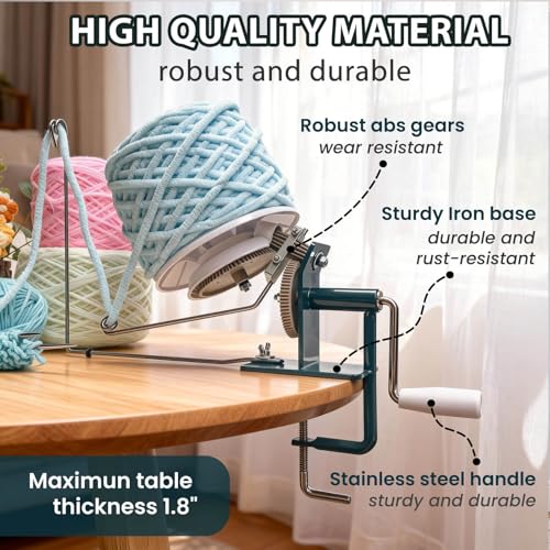 Image of Yarn Winder, Yarn Ball Winder, Large 10-15 oz and Easy-to-Install Yarn Cake Winder Efficiently Make Yarn Cake, Sturdy Metal and ABS Yarn Winder for Crocheting,The Helper for Knitting Enthusiast