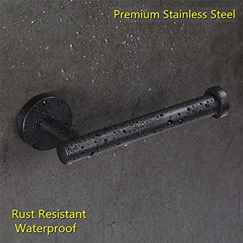 Image of Toilet Paper Roll Holder for Bathroom, Kitchen Tissue Roll Stand, 304 Grade Stainless Steel Wall Mount Hanger for Kitchen Accessories Items, Home and Bathroom Accessories, Matte Black, 5 Inch