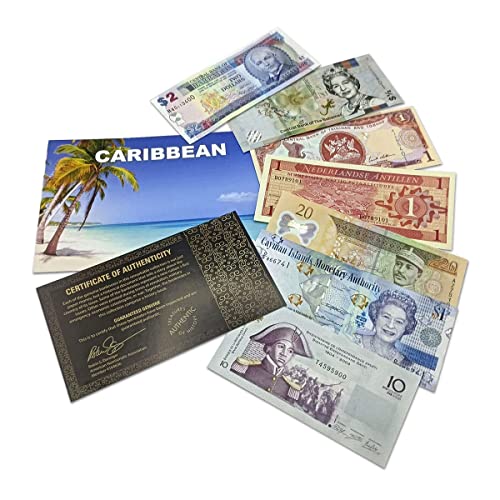 Billetes de Colección - Incluye 7 Billetes auténticos Diferentes del Caribe - Dinero del Mundo - Coleccionable con Certificado de Autenticidad - Impacto Cover