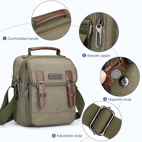 Image of WITZMAN Crossbody Bag for Men Small Canvas Vintage Messenger Bag Man Purse Satchel Shoulder Bags for Work Travel