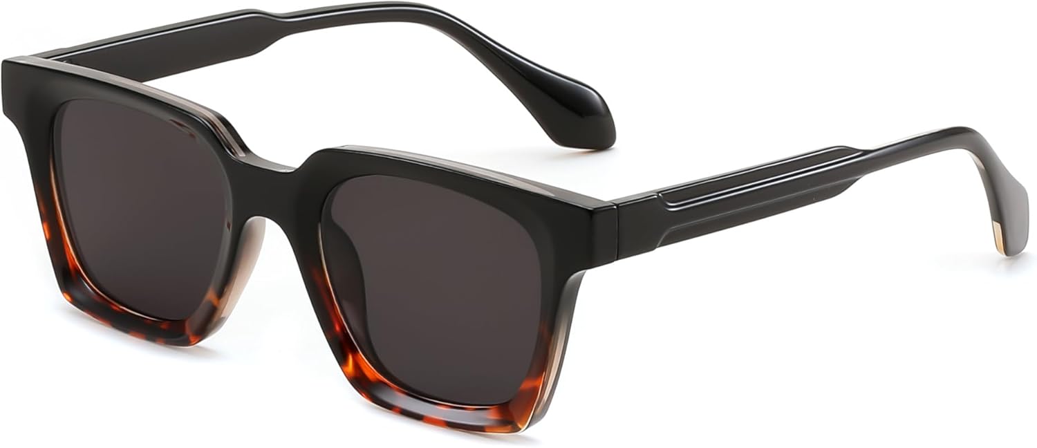 FEISEDY Retro Square Sunglasses Women Men Trendy Rectangle Thick Frame Shades Classic Designer Sun Glasses B0198