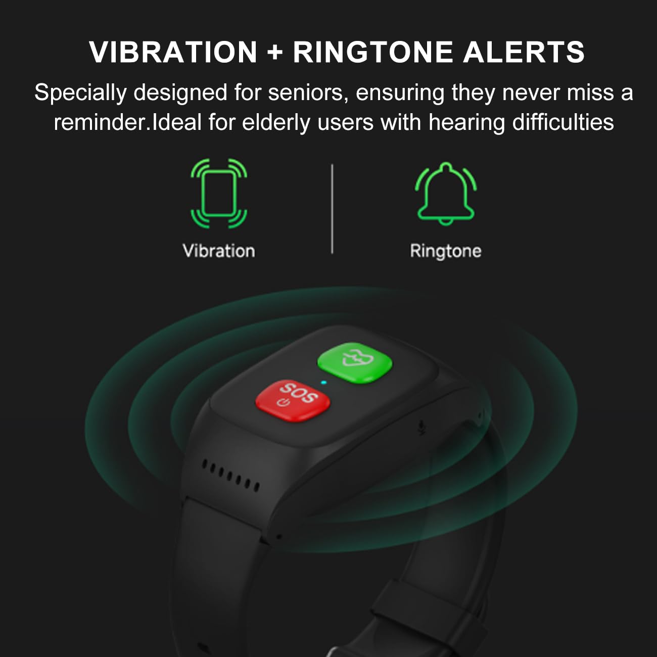 Bracciale Salvavita Anziani Personale Orologio SOS Anziani Anticaduta Rilevamento Cadute Localizzazione Bracciale GPS Notifica di Caduta per Smartphone Black,5.8 * 3.5 * 1.8cm