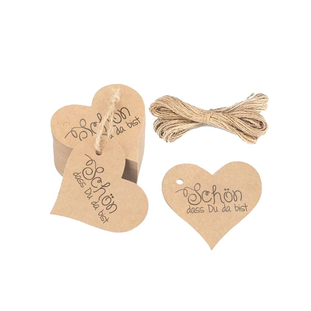 Etichette Carta Kraft A Cuore JijAcraft - 100 Pezzi + 20m Spago Iuta | Per Regali, Matrimoni E San Valentino - Foto 2