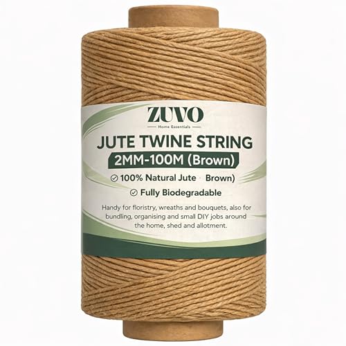 Zuvo Jute Twine 100m - Natural Garden String 2mm 3-Ply Brown Biodegradable