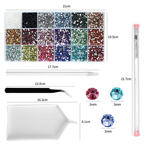 Meibite 36000Pcs 3Mm Mixed Color Flatback Rhinestones Kit For Nail Crafts Diy Decoration Non-Hotfix Resin Round Shape Crystal thumb #1