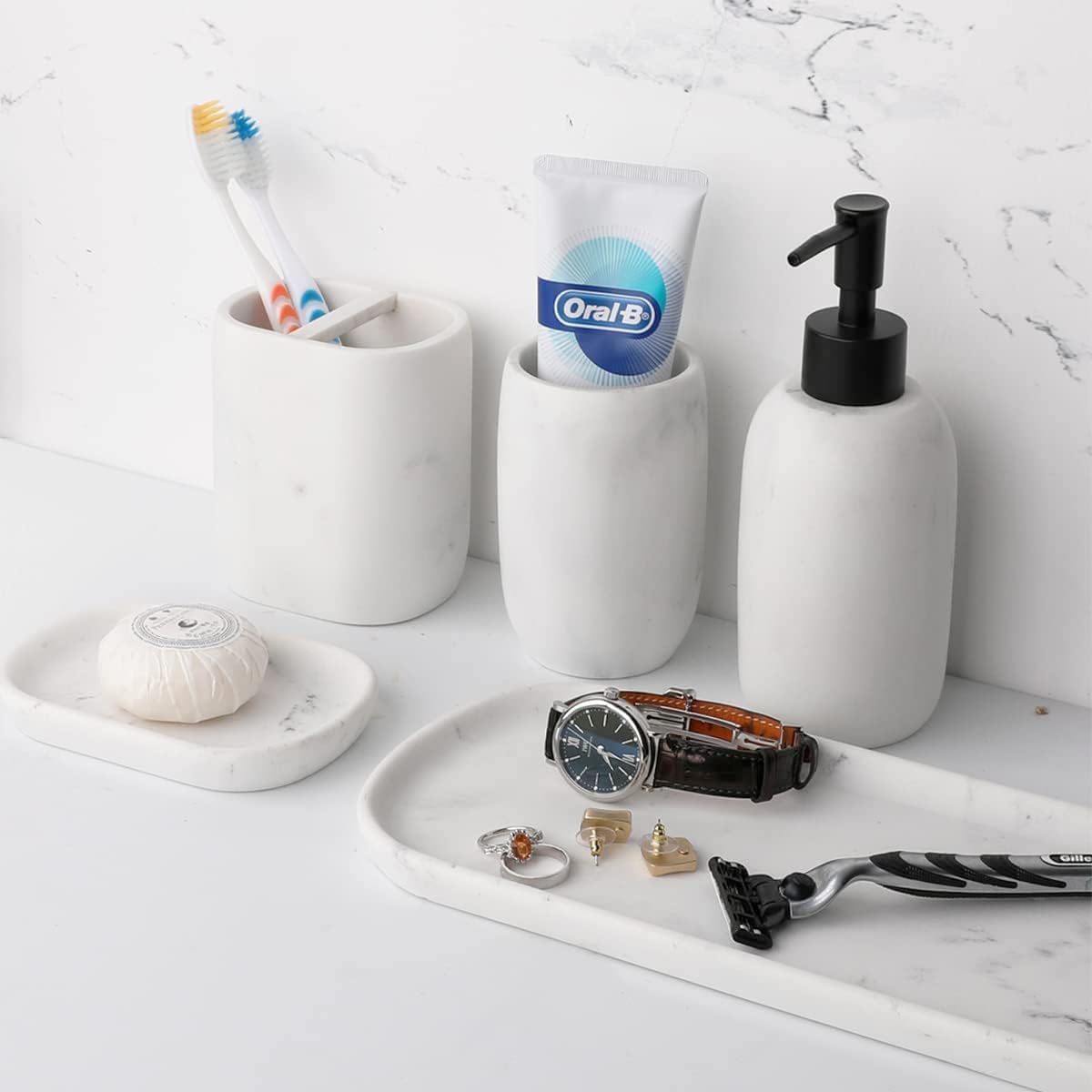Amazon.com: FoverOne Bathroom Accessories Set, 5PCS Resin Complete ...