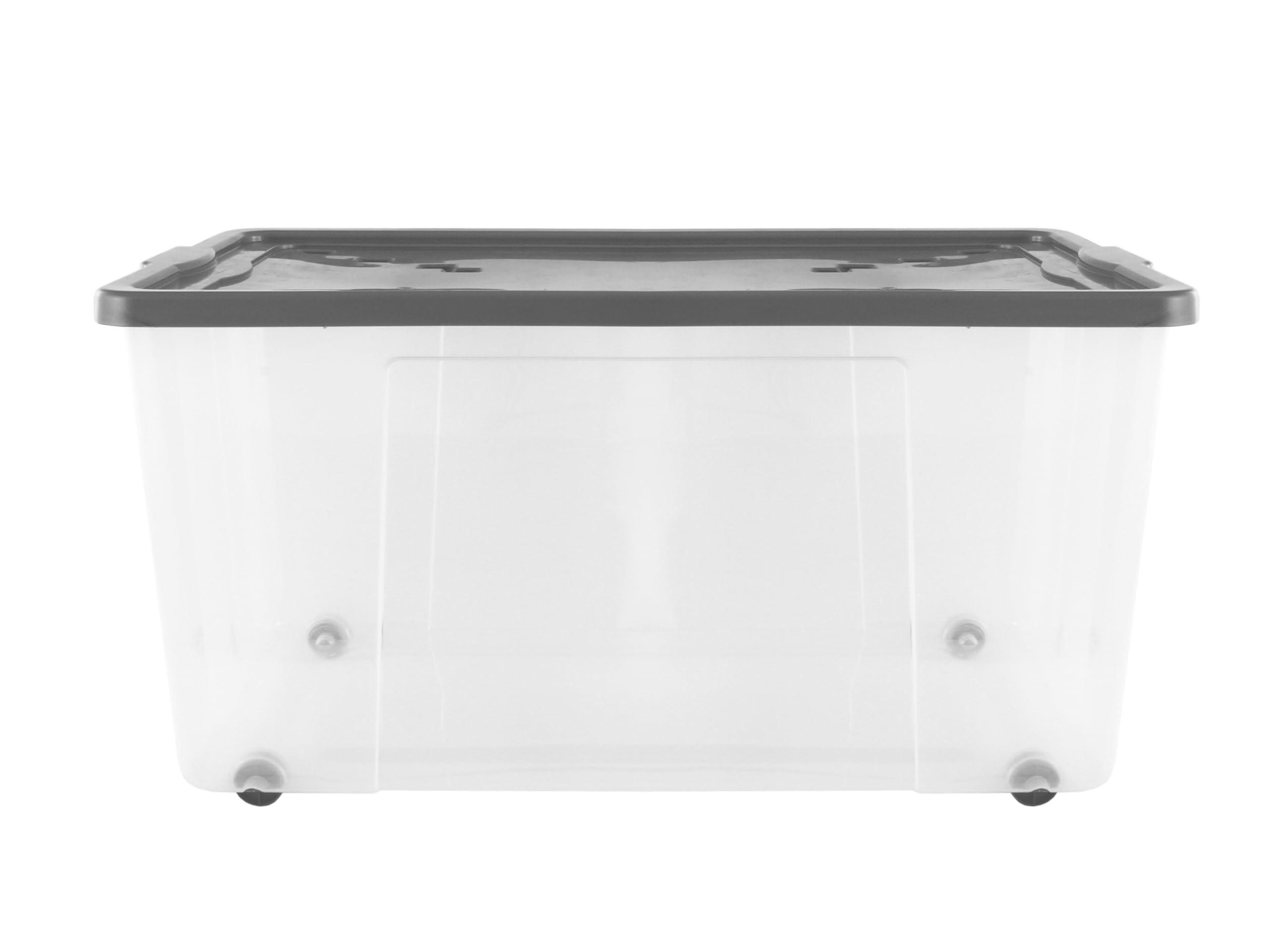 Muddy Hands Extra Large 100 Litre Clear Plastic Storage Box with Lid & Wheels – Stackable Heavy Duty Container for Home, Garage & Office Organisation