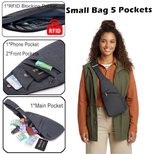 Image of Slim Anti Theft Sling Bag Small Travel Pack Pickpocket Proof Crossbody Bag | Anti Theft One Shoulder Bag Flat Anti Pickpocket Bag Travel Pouch Passport Bag Secure Purses for Men Women lightweight