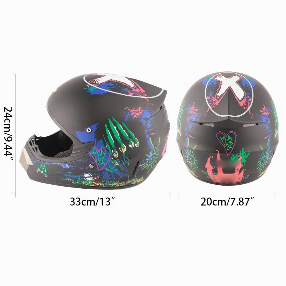 Master Youth Motorradhelme, Motocross-Helm für Jugendliche, Ski-Scooter-ATV-Helm für Jungen und Mädchen, Four Seasons Terrain mit Schutzbrille und Handschuhen (S)