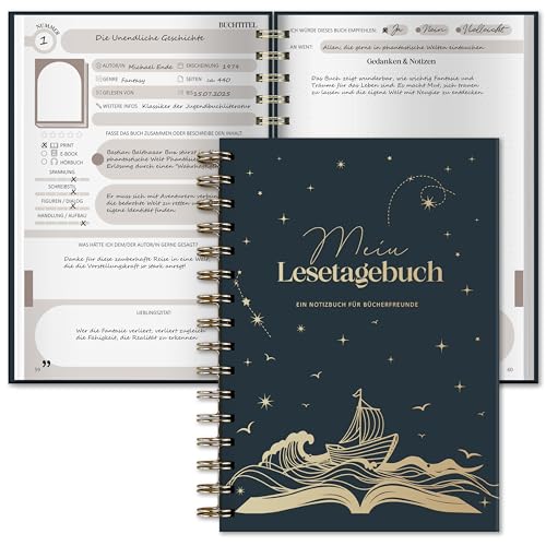 BIROYAL Book Journal 2026: 224 Seiten Reading Journal & Lesetagebuch Erwachsene mit Platz für 52 Bücher Buchjournal A5 zum Notieren und Genießen des Lesens Buchclub Bücher zubehör Buch Gadgets