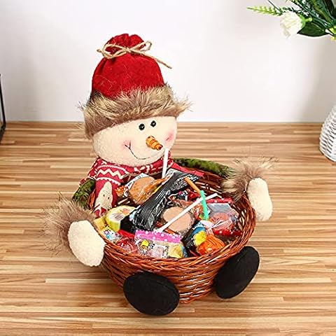 Christmas Candy Basket ,Christmas Desktop Decoration,Christmas Bamboo Basket,Xmas Candy Basket Storage,Christmas Candy Holder Basket Santa Claus Storage Basket Gift (B Christmas Candy Basket) Cover