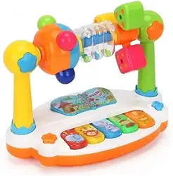 Teclado Musical Infantil Educativo com Luzes e Sons de Animais, Cho calho Giratório, Formas Geométricas - Estimula Coordenação e Desenvolvimento Cognitivo