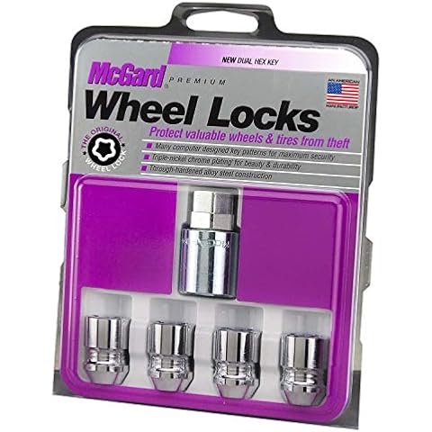 McGard 24154 Chrome Cone Seat Wheel Locks (M12 x 1.25 Thread Size) - 4 Locks / 1 Key Cover