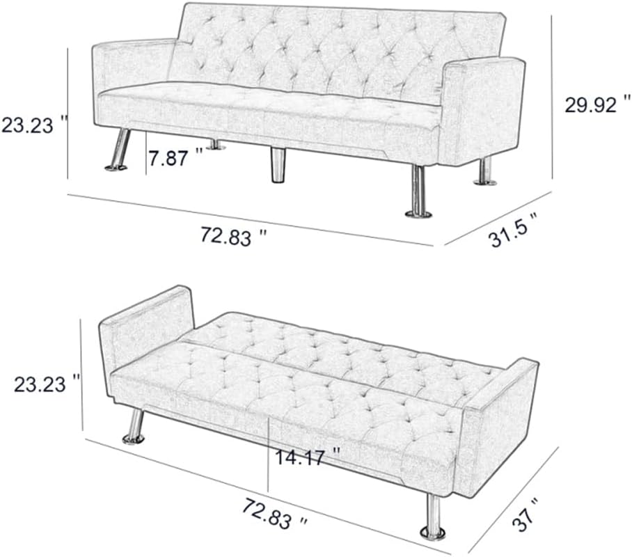 Convertible Folding Sofa Bed, Fabric Sleeper Sofa Couch for Living Room