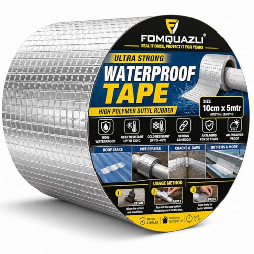 Image of Leakage Repair Strong Adhesive Aluminium Waterproof Tape for Surface Crack, Outdoor Roof, Pipe Repair, Window Sill Gap,Boat Sealing Repair, Home Renovation Tape (4Inch*5mtr)