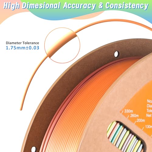 Image of ERYONE Silk Rainbow 3D Printer PLA Filament 1.75 + /- 0.03mm, Shiny Multicolor Filament PLA Fast Color Gradient 1KG(2.2LBS), Mountain Mirage Rainbow