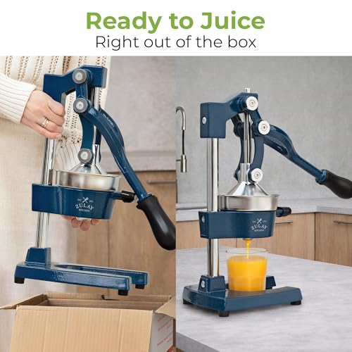 Image of Zulay Kitchen Cast Iron Juicer - Easy-to-Clean Heavy-Duty Manual Juicer, Professional Citrus Juicer - Stainless Steel Lemon Squeezer - Manual Citrus Press & Orange Squeezer - Orange Juicer - Navy
