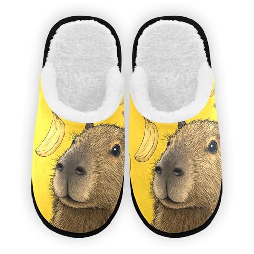 Men Women Winter Yellow Banana Capybara Family Bedroom House Slipper Non-Slip Warm Resistant Slippers2