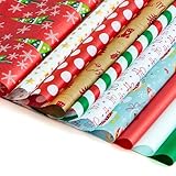 Joiedomi 150 Sheets Christmas Tissue Paper Assorted Design; Easy and Fast Gift Wrapping Accessory Perfect for Christmas Gift Boxes, Xmas Gift Wrapping Bags and Wine Bottles