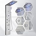 AlenArt Shower Panel LED Shower Tower System with Rainfall Waterfall Shower Head, 4 Body Massage Jets,Hand Shower Sprayer and Tub Spout Stainless Steel, Brushed Nickel