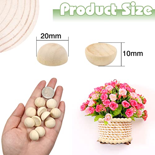 TOAOB 100pcs Half Wooden Beads Natural Unfinished Wooden Half Craft Balls 20mm Split Round Hemisphere Wood Ball for Painting DIY Jewellery Making Art Crafts Assortments - Image 2