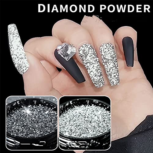 Reflective Glitter Powder Crystal Diamond Nail Powder, 2 Jars Holographic Sliver Sparkling Triangle Glitter Nail Glitter Chrome Dust Gilt Shiny Nail Powder #TOP2