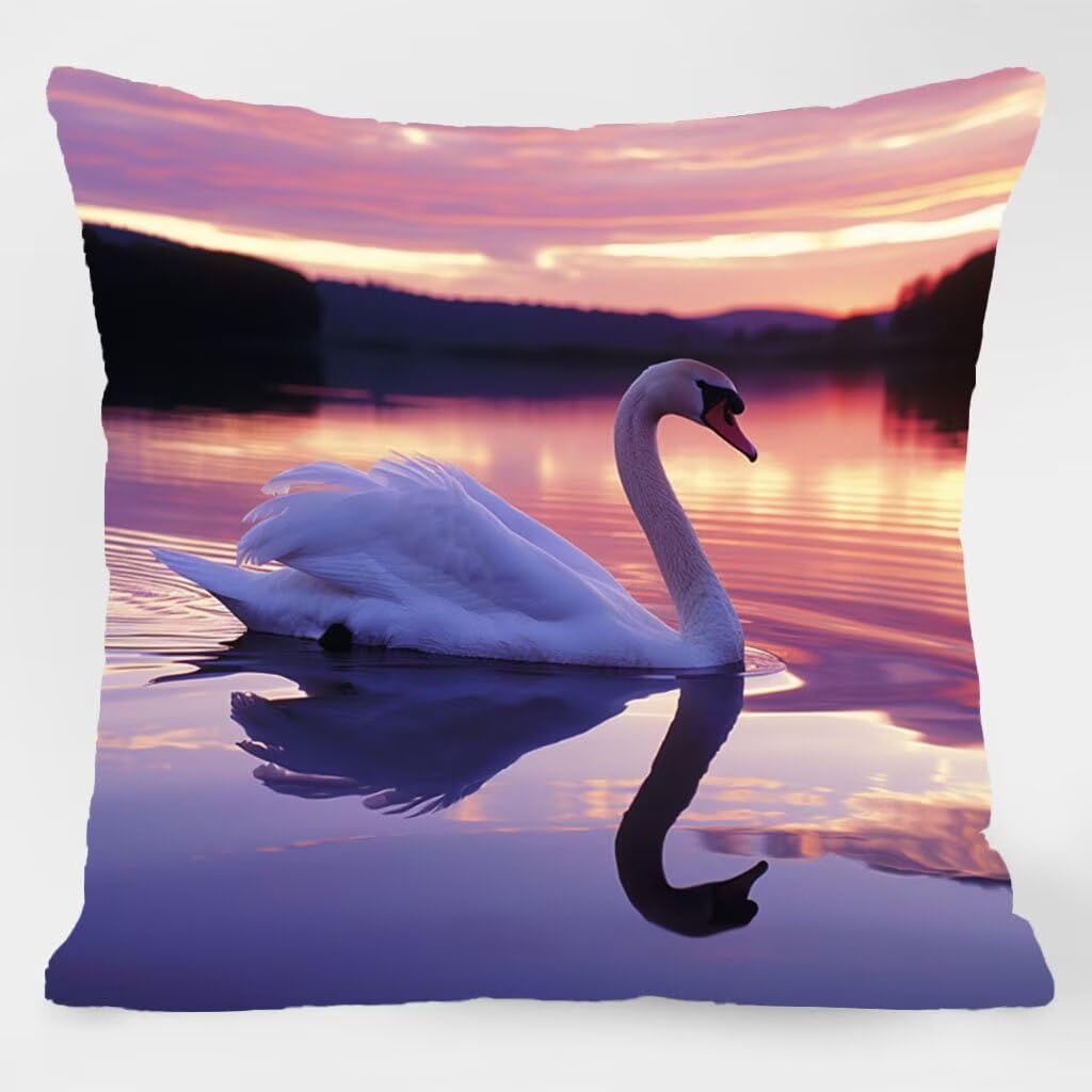 Poszewki na poduszki 66 x 66 cm, łabędź poduszki outdoorowe wodoodporne kwadratowe poszewki na poduszki 4 sztuki, letnie dwustronne poszewki na poduszki dekoracyjne do dekoracji domu ławka sofa