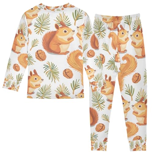 senya Squirrel and Pine Nut 1 Pajamas Set Long Sleeve Soft Cotton Sleepwear 2 Piece2