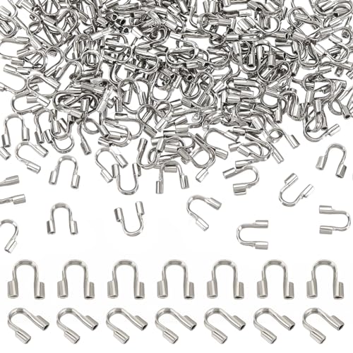 PH PandaHall 200pcs Wire Guardian Protectors 304 Stainless Steel U Shape Wire Guard Loops Thread Protector Wires Protector for DIY Craft Necklaces Bracelets Beading Jewellery Making