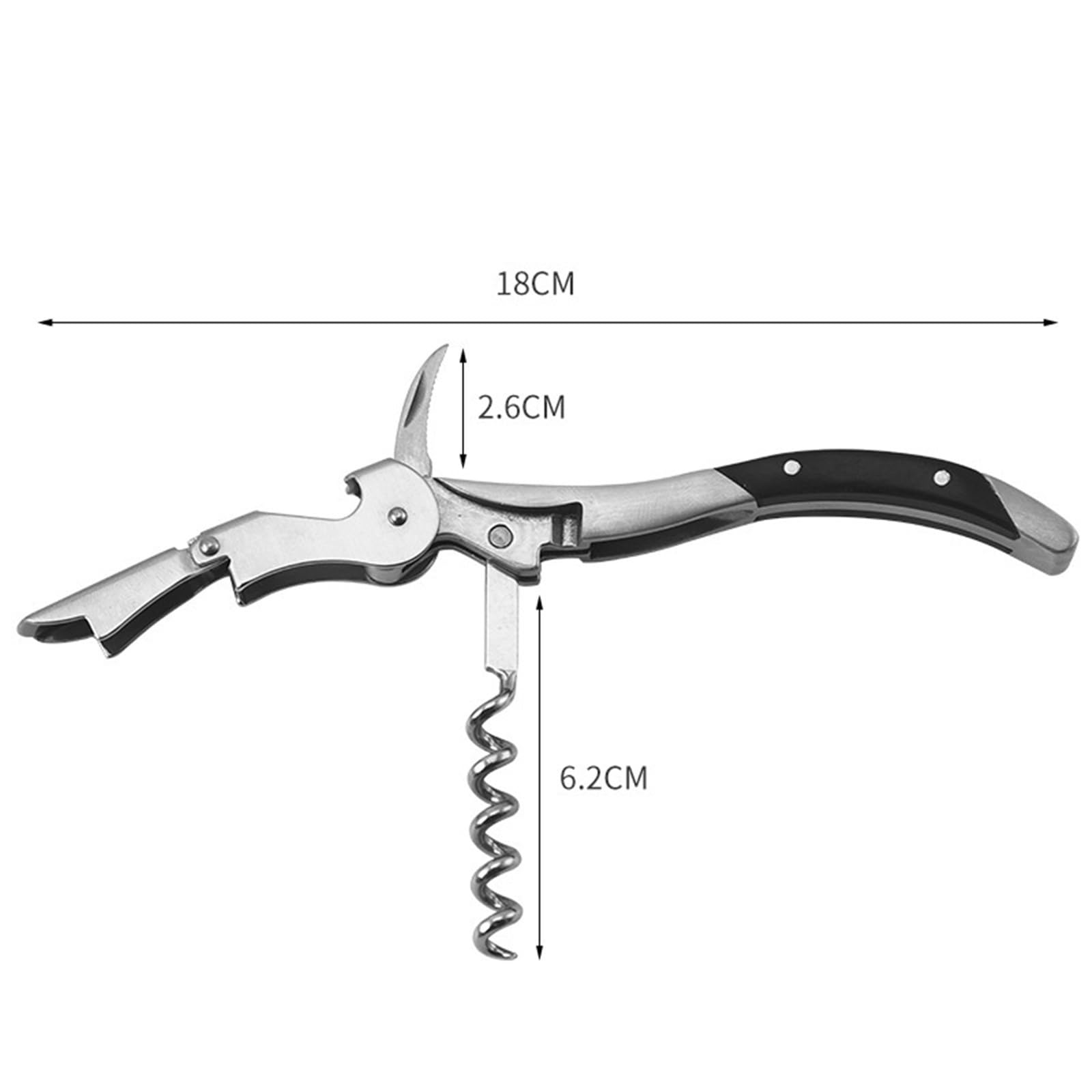 Sacacorchos Abridor De Botellas Cerveza Y Vino Acero Inoxidable Multifuncional For Uso Doméstico Herramienta Cocina(Black)